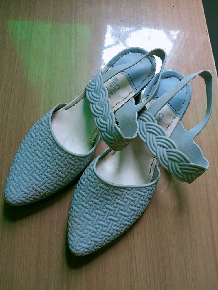 Stylish Light Blue Woven Slingbacks