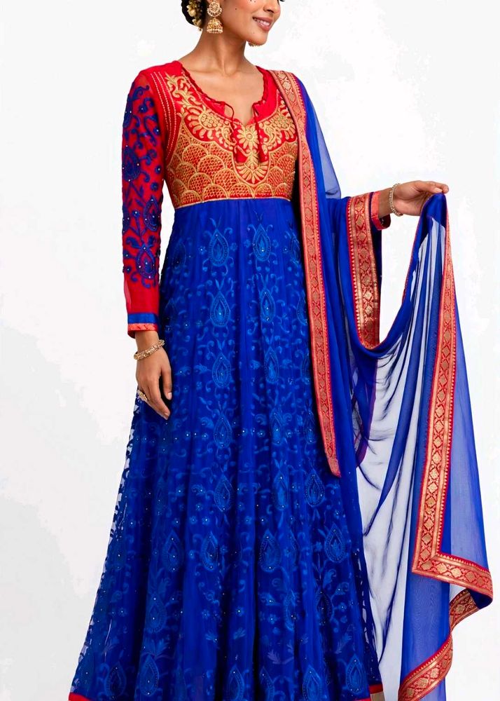 Elegant Blue Anarkali Kurta Set