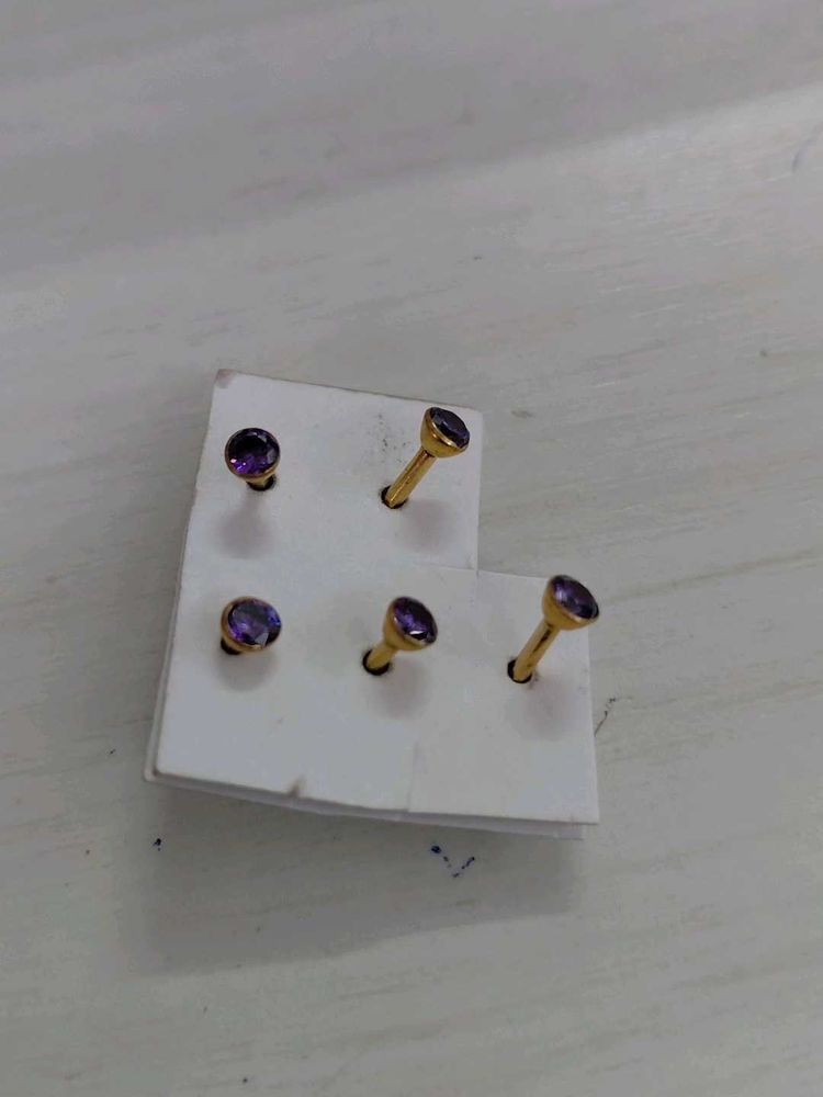 Stud Purple Earrings (Set of 5)