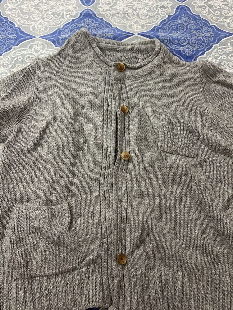 Cozy Grey Button-Up Cardigan