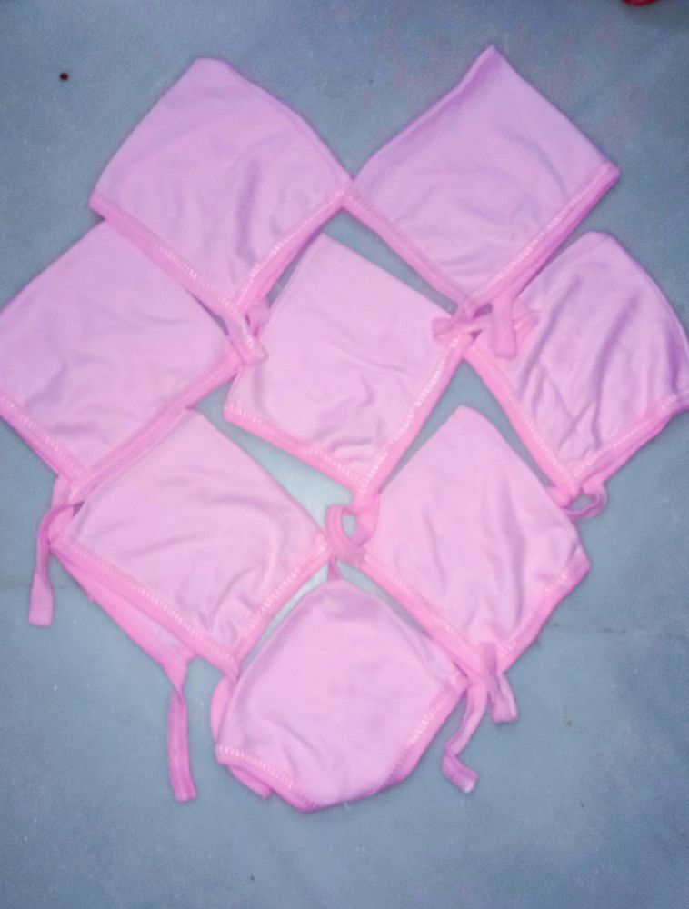 Pink Baby Bonnets - Set of 8