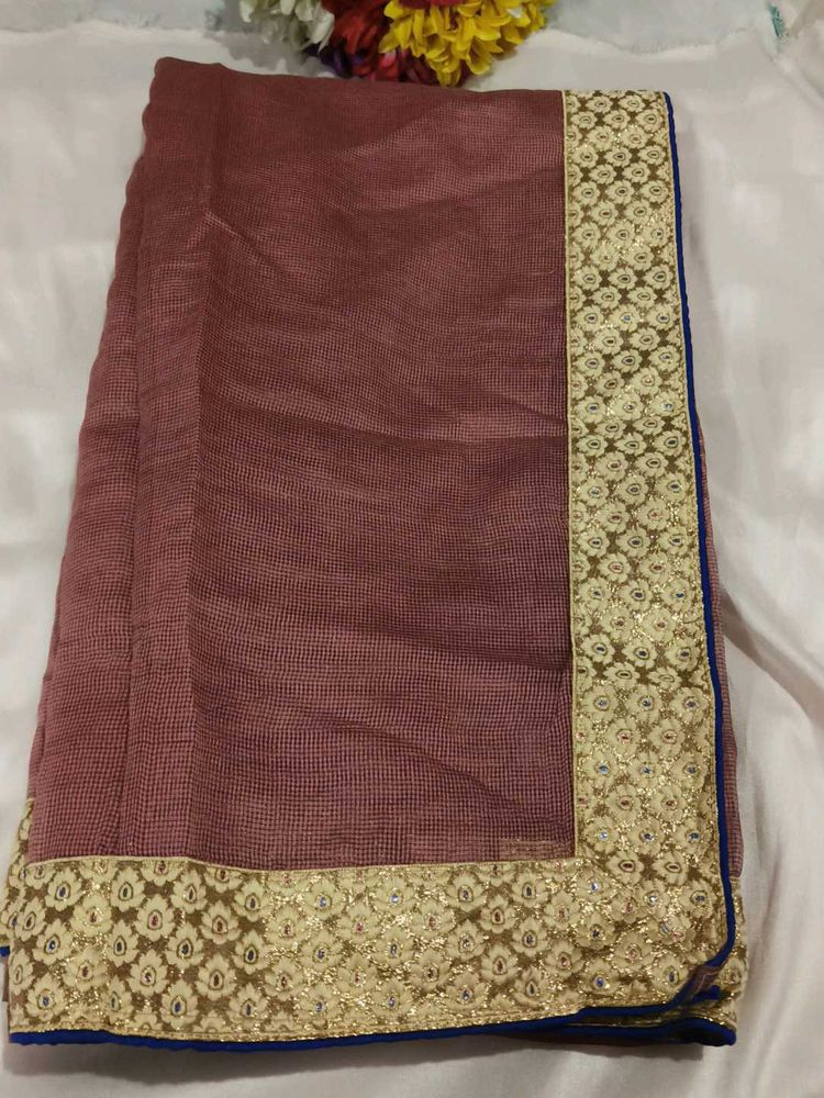 Elegant Rose Pink Saree with blouse