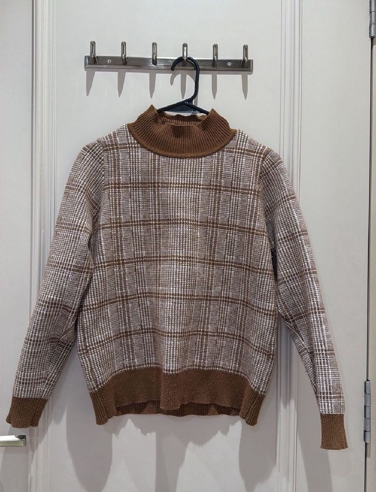 Cozy Plaid Turtleneck Sweater