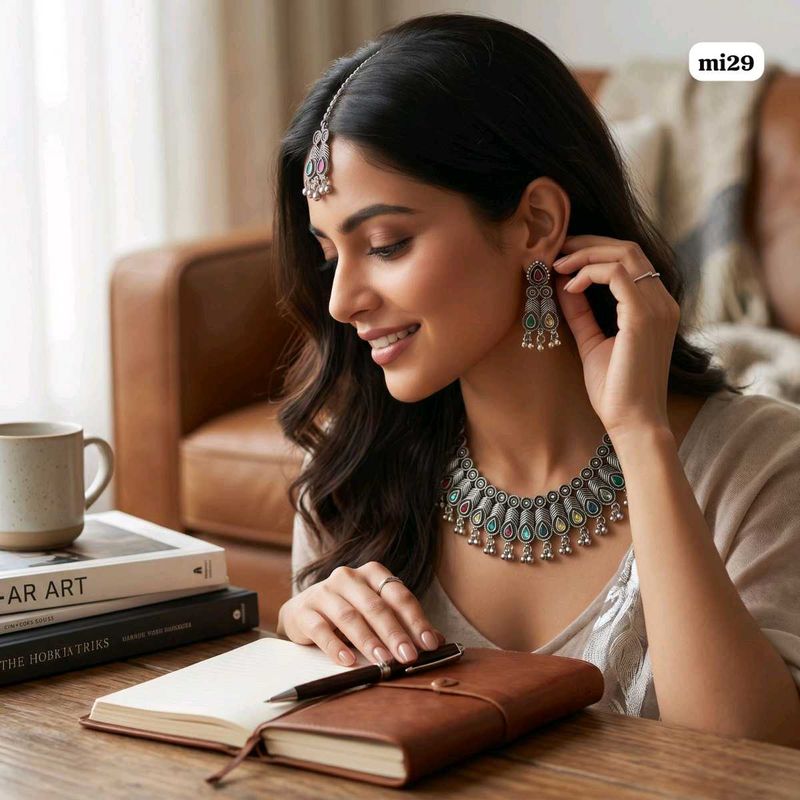 Ethnic Oxidized Silver Jewellery Set
