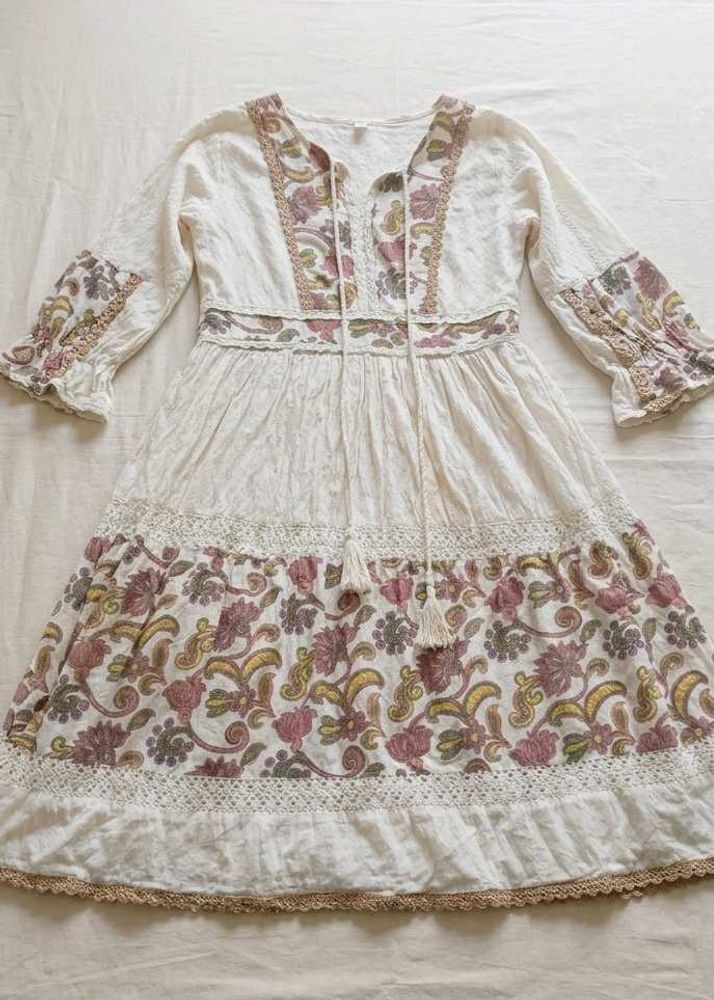 Boho Floral Print Midi Dress