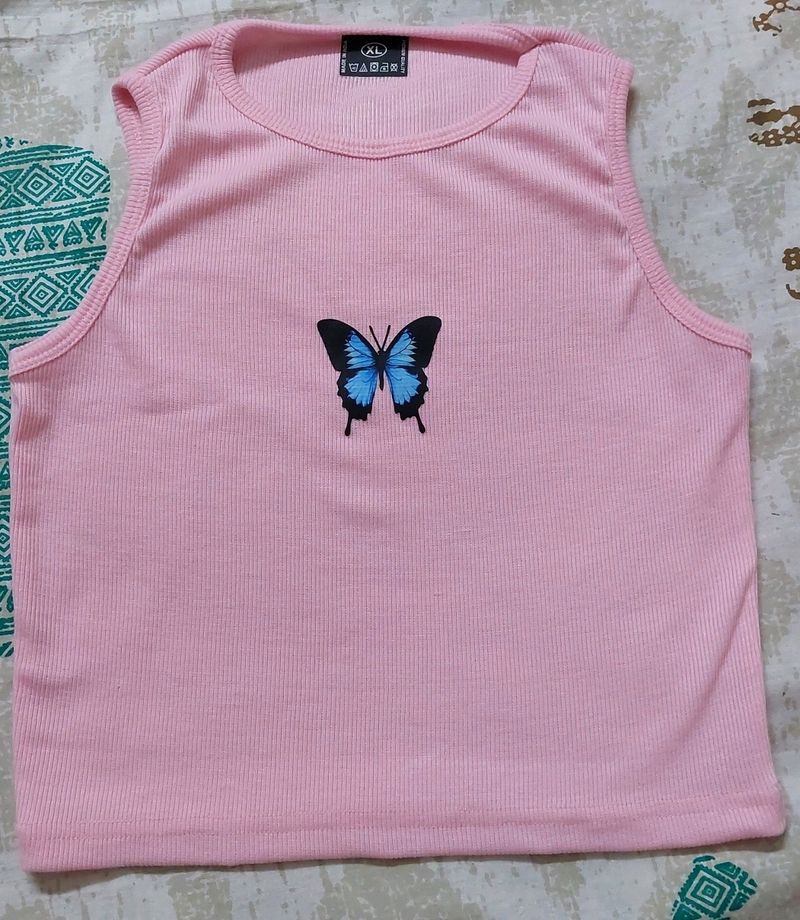 🦋 Butterfly Pink Crop Top