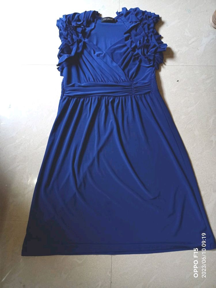 Royal Blue Ruffled Cocktail Dress