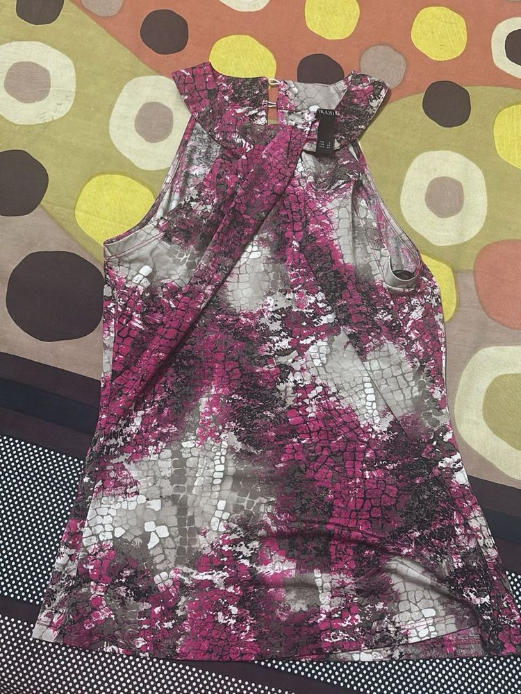 Stylish Pink &amp; Grey Snake Print Top