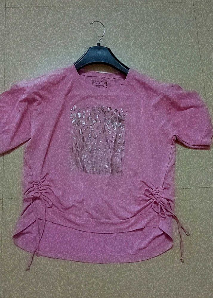 Chic Pink Ruched T-Shirt