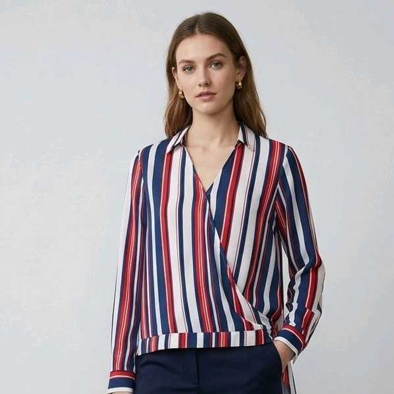 LC Wakiki Striped Wrap Blouse