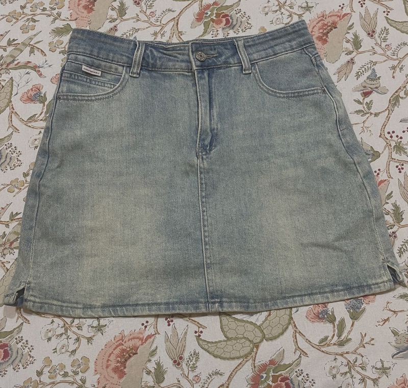 Light Wash Denim Mini Skirt