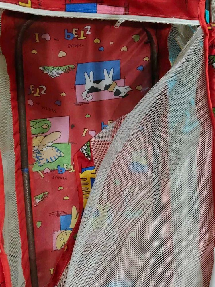 Baby Crib with Cartoon Print