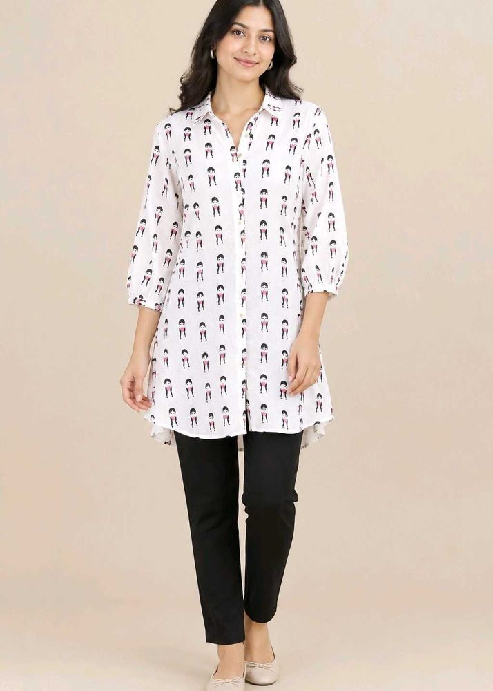 ✨🤍White Printed Tunic Top🤍✨