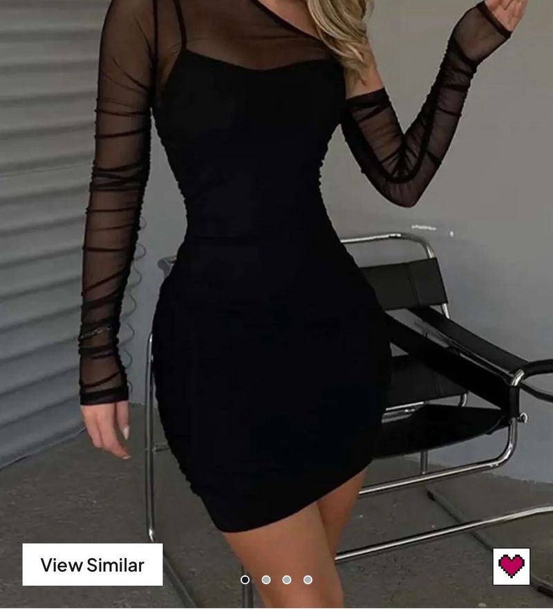 Chic Black Mesh Sleeve Bodycon Dress