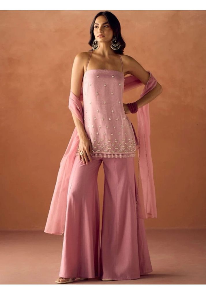 Elegant Pink Kurta Set with Palazzo