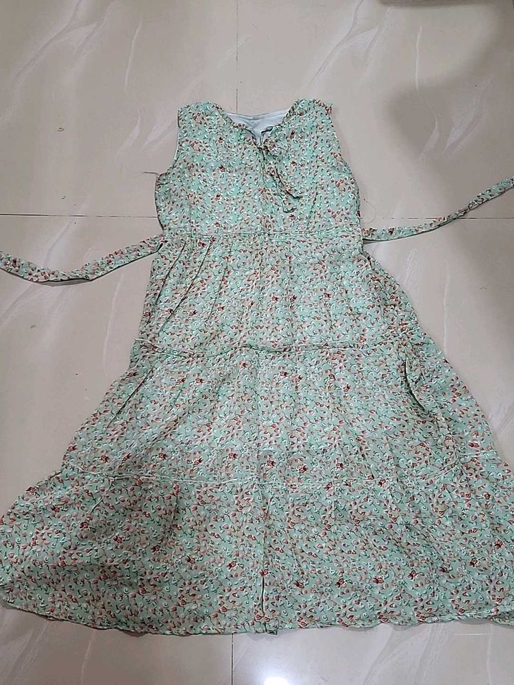 Floral Print Sundress with Tie Waist
