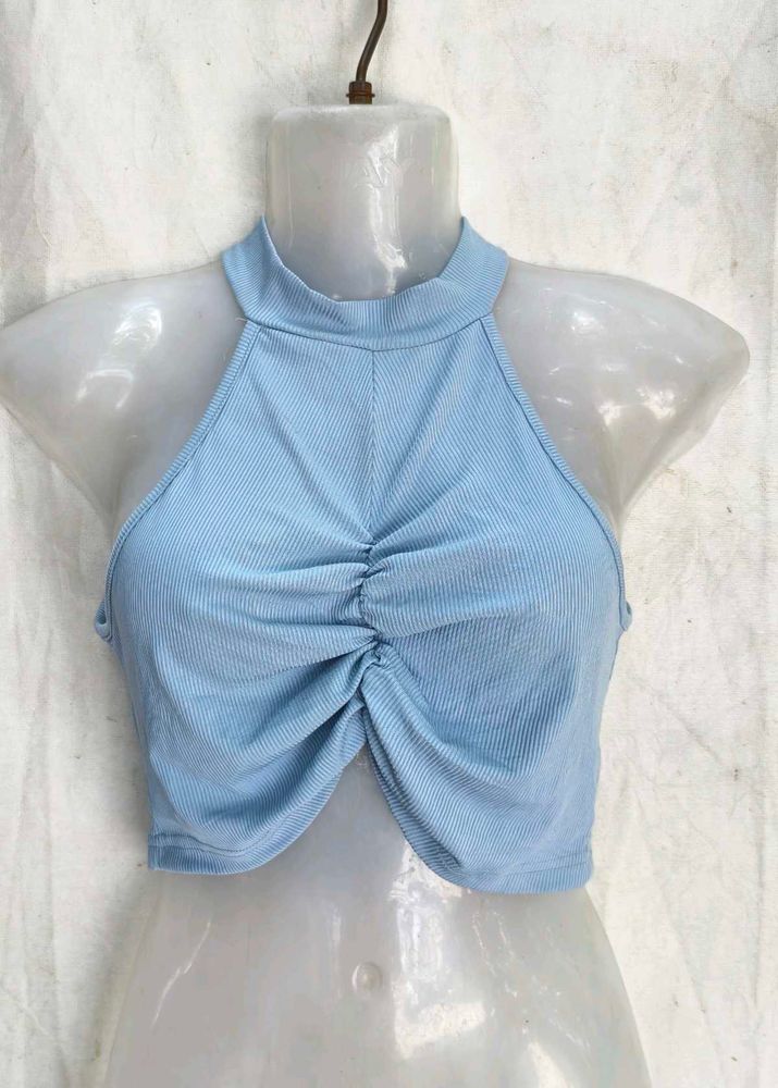 Ruched Halter Neck Crop Top