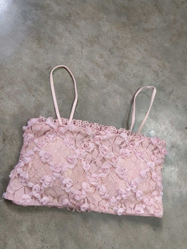 Beautiful Lace Rose Crop Top