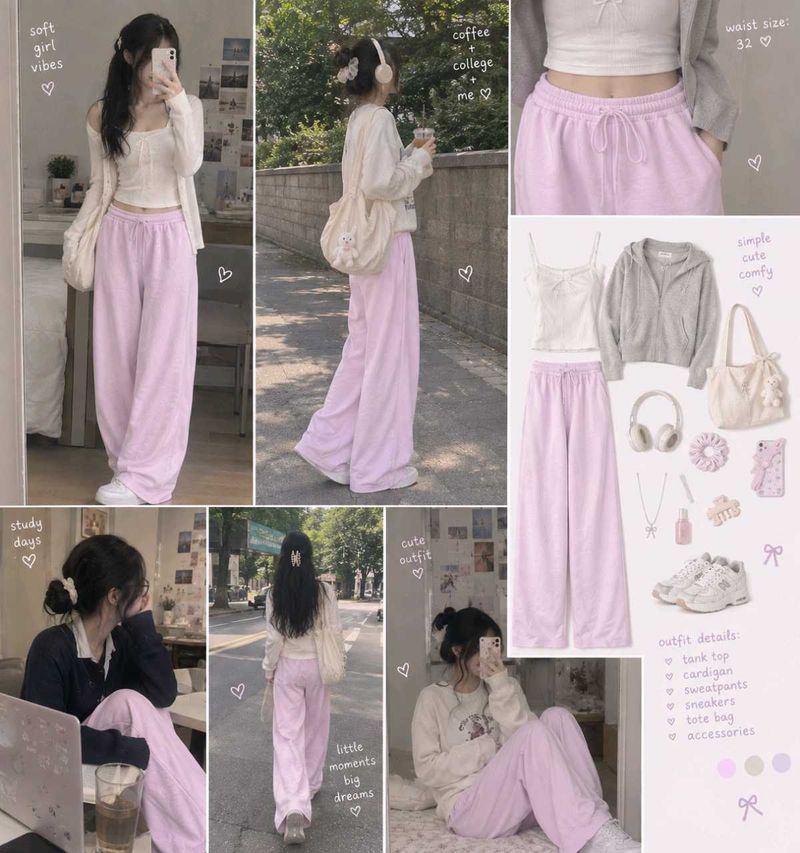 Soft Pastel Wide Leg Sweatpants