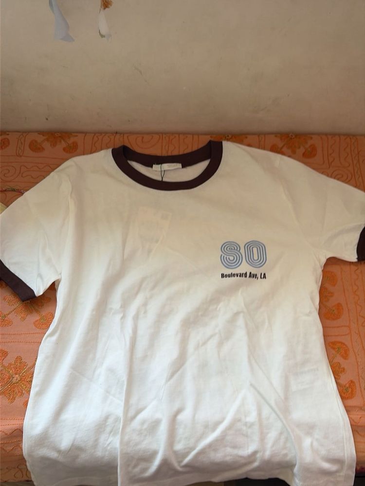 ZARA Cream 'SO Boulevard Ave, LA' T-Shirt