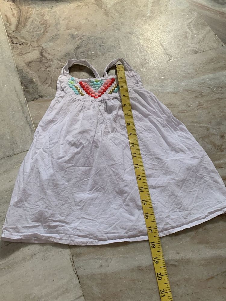 White Embroidered Baby Frock