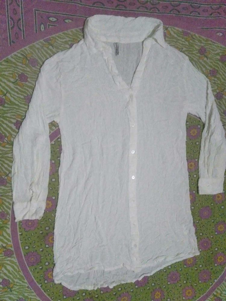 White Collared Button-Down Tunic