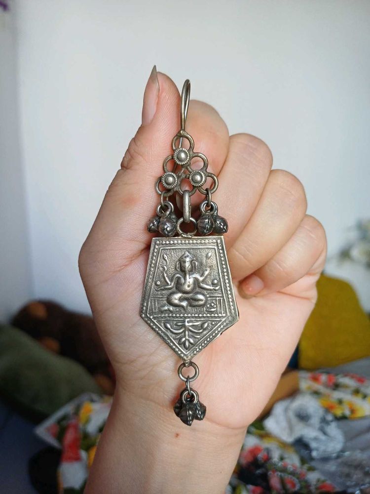 Brass handmade thappa work Ethnic Ganesha Earrings