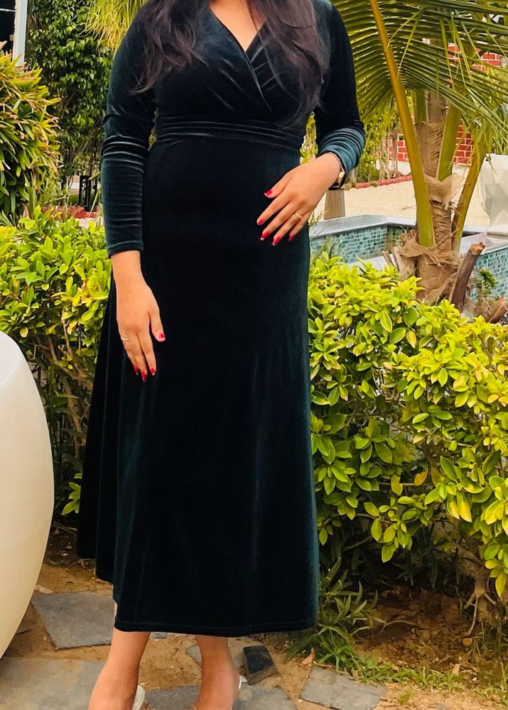 Elegant Velvet Wrap Dress