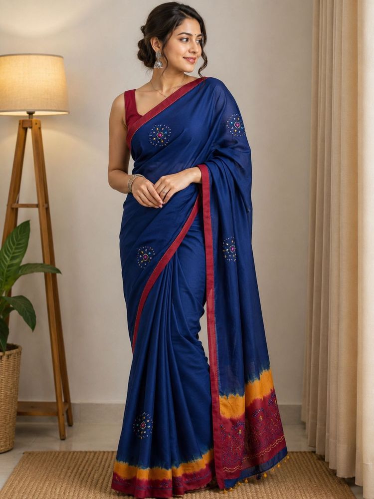 Elegant Blue Cotton Saree