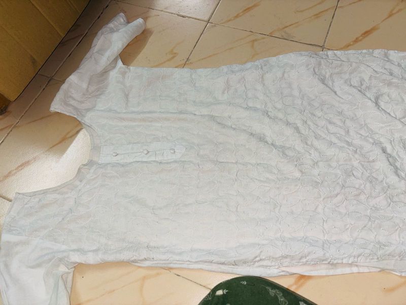 White Textured Kurta