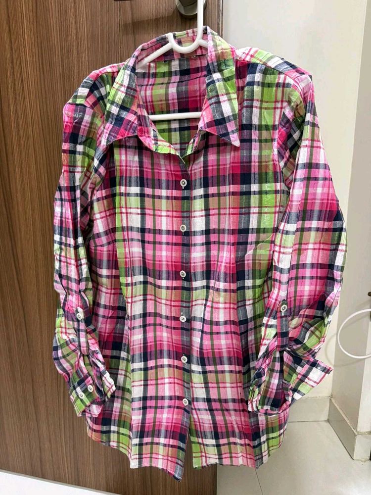 Colorful Plaid Button-Up Shirt