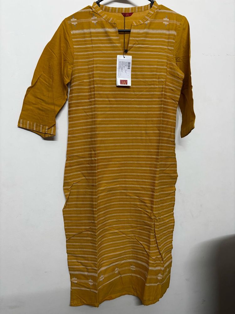 Mustard Yellow Striped Kurta
