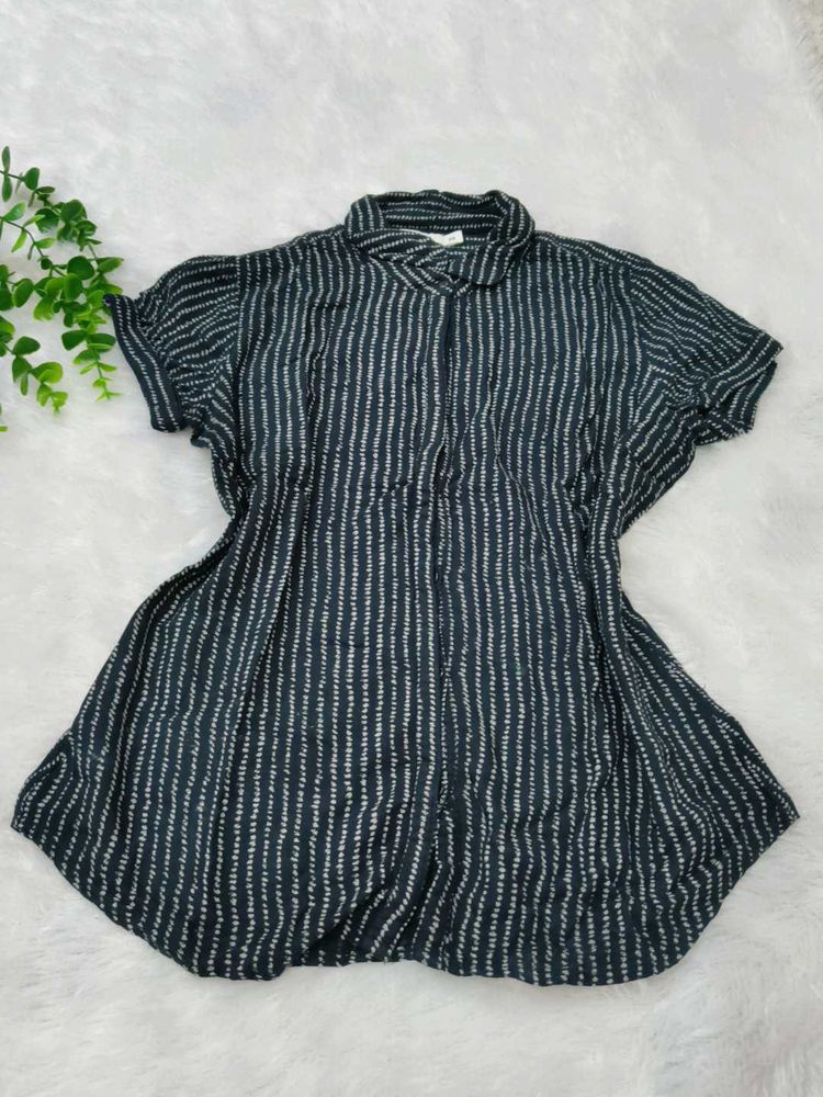 Striped Short Sleeve Button-Up Shirt