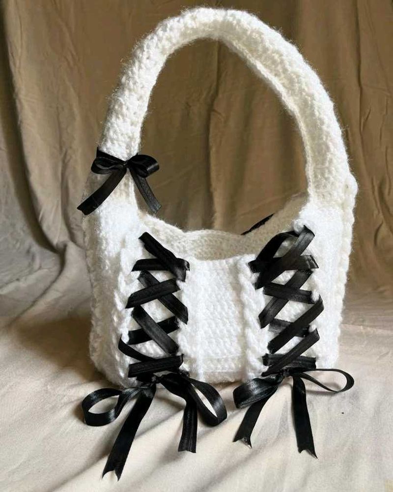 Crochet White Hobo Bag