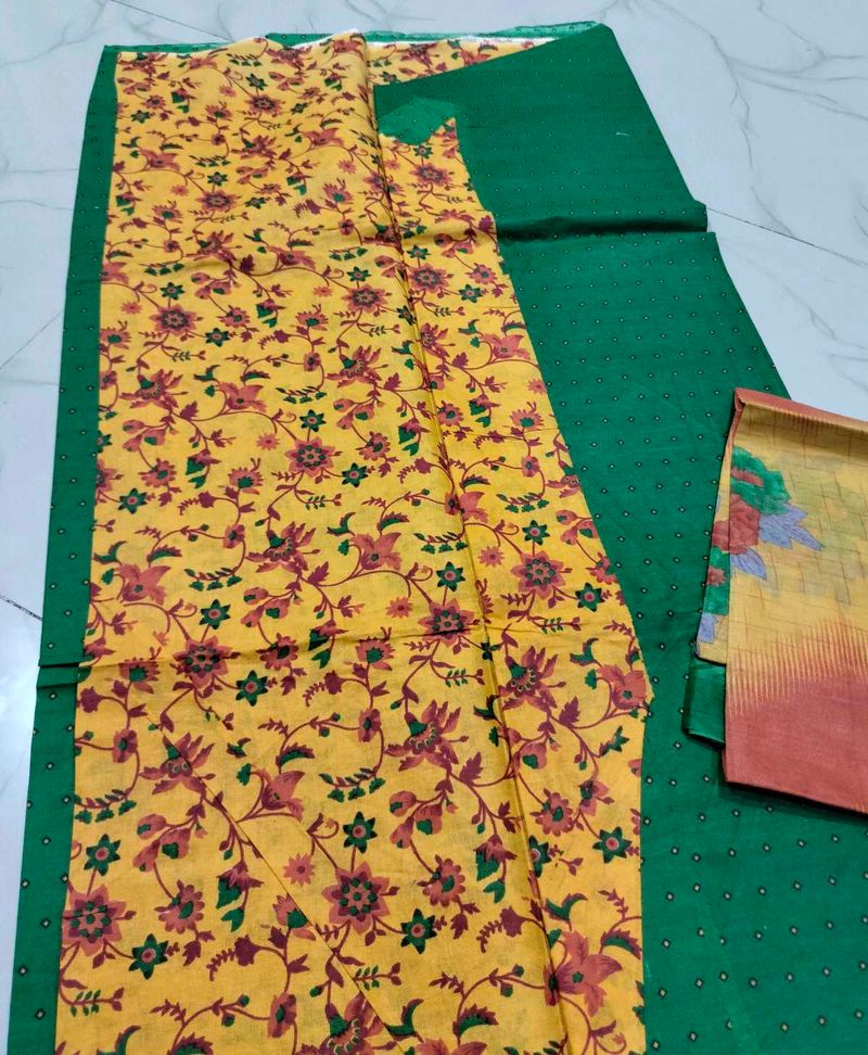 Beautiful Yellow Floral Kurta Set dress material