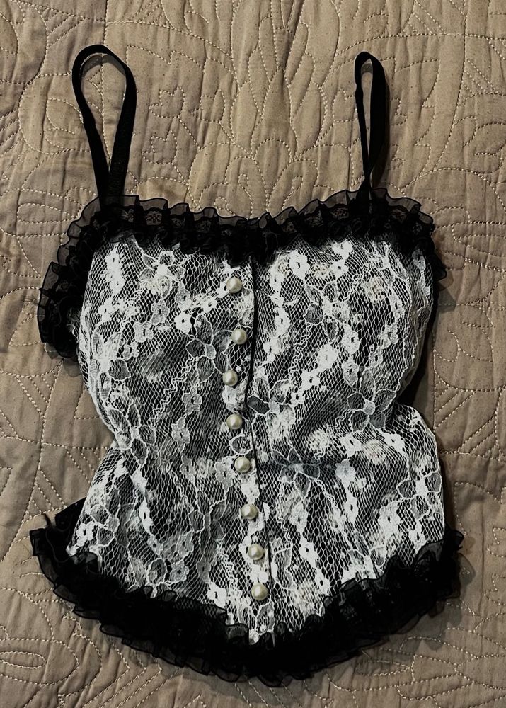 y2k classy Lace Corset Style Top