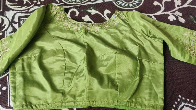 Green Embroidered Blouse 1.5 inch margin