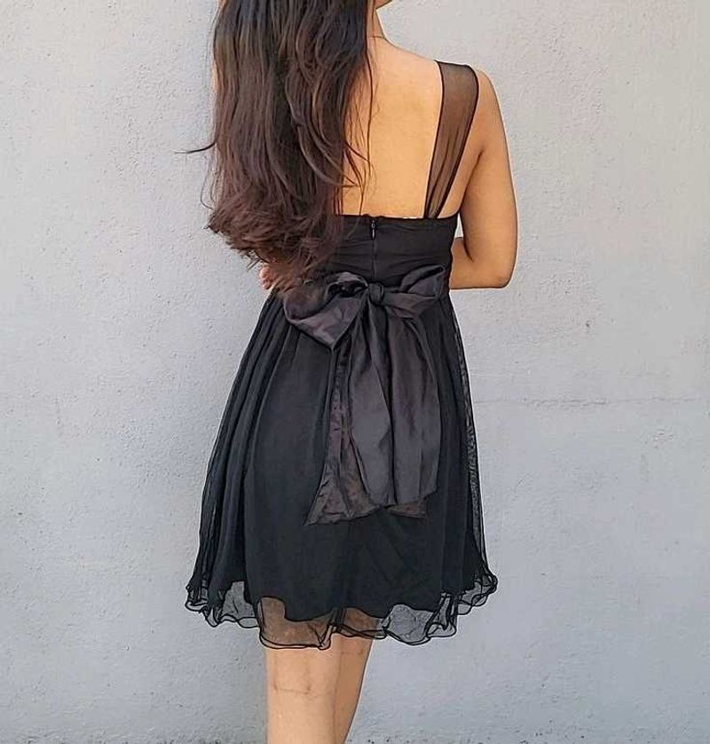 Elegant Black Chiffon Dress