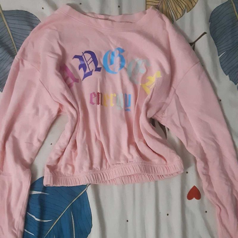 Pink Angel Energy Crop Oversized Sweatshirt