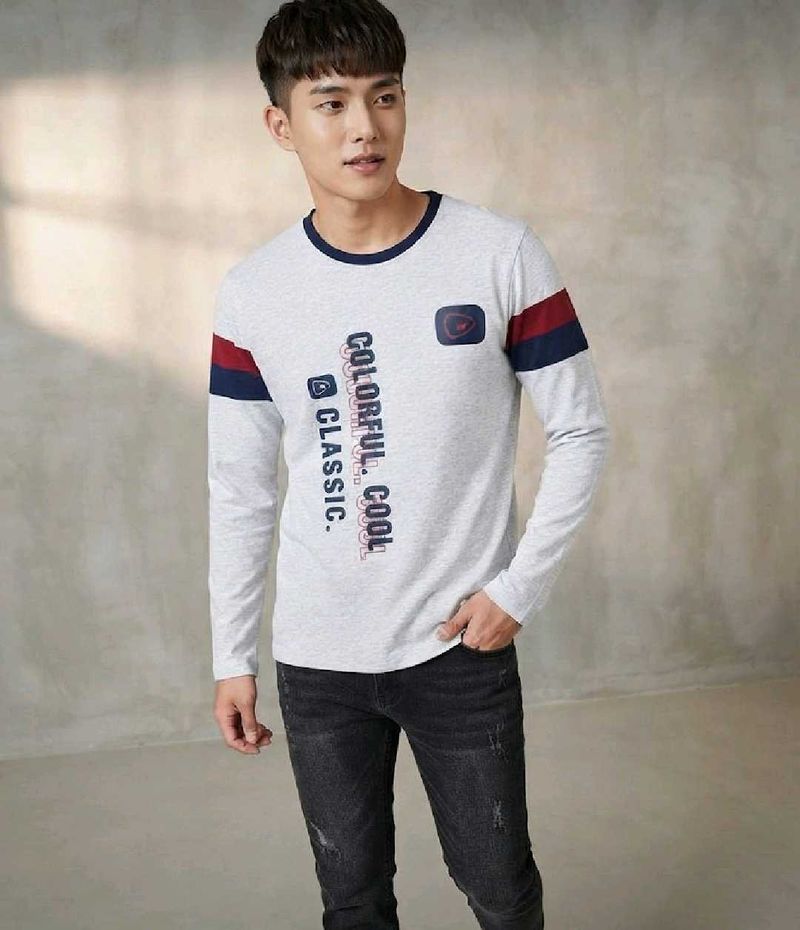 Korean stylish unisex casual grey sweatshirt