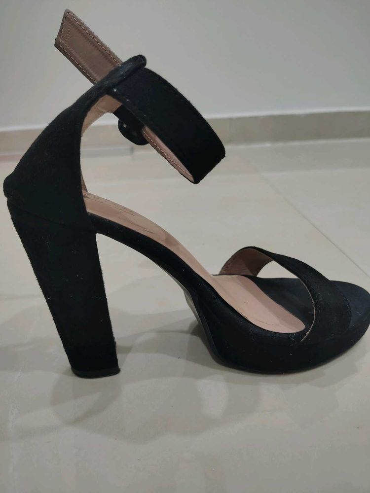 Black Suede Block Heels