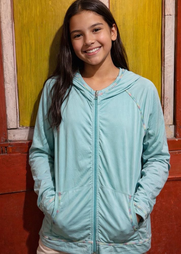 Light Blue Zip-Up Hoodie
