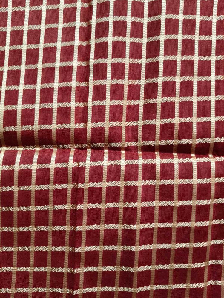 Maroon &amp; Gold Checked Fabric