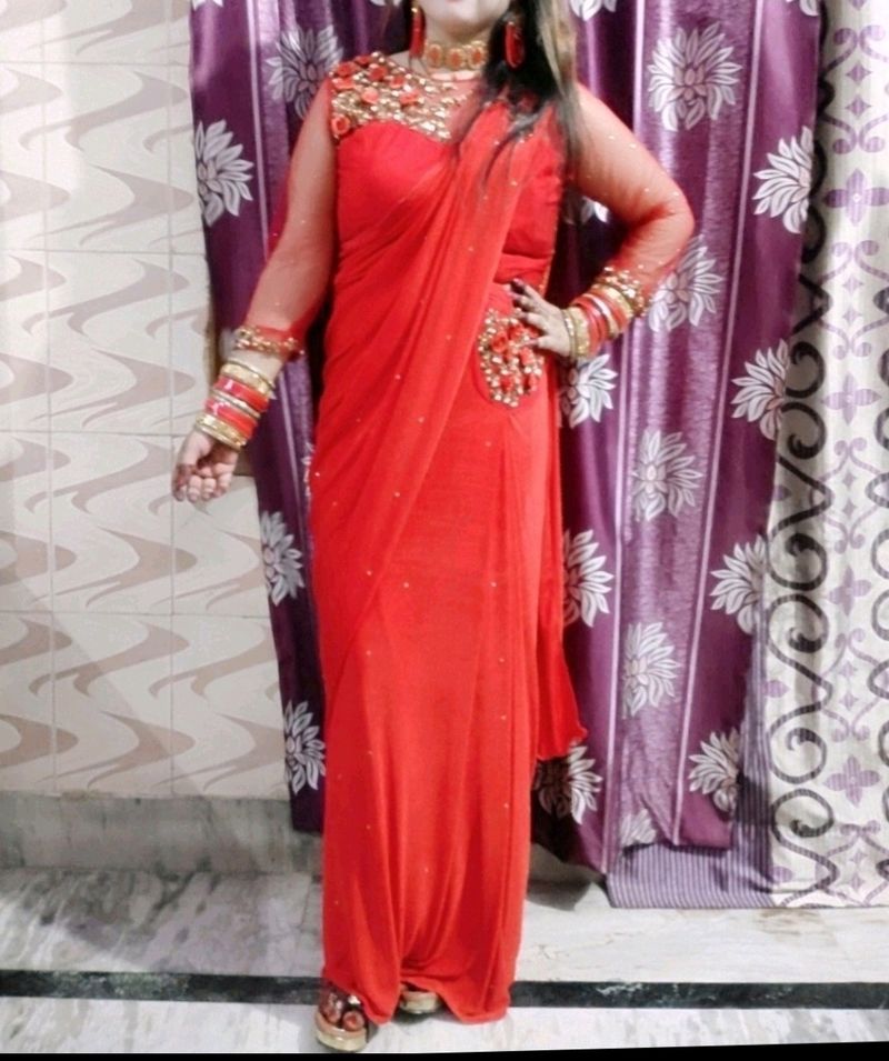 Heavy Work Ready To Wear Saree