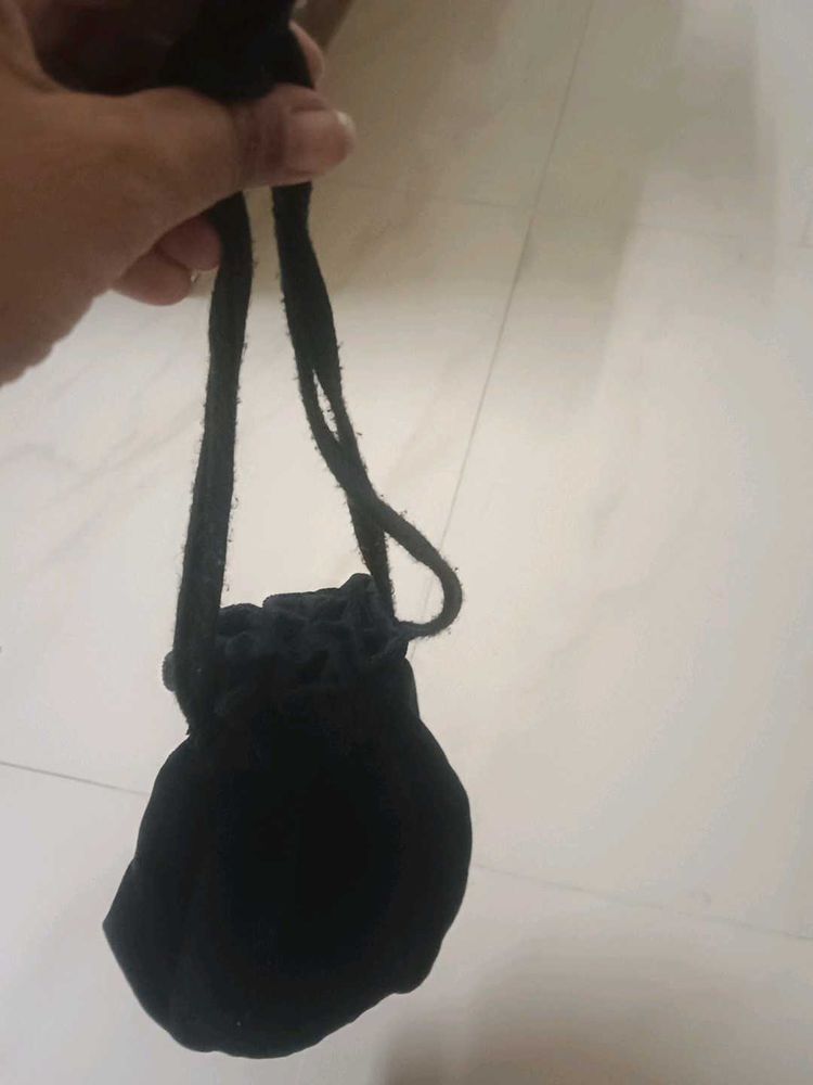 Black Drawstring Pouch Bag
