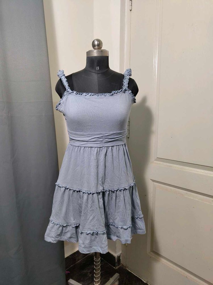 Light Blue Tiered Midi Dress