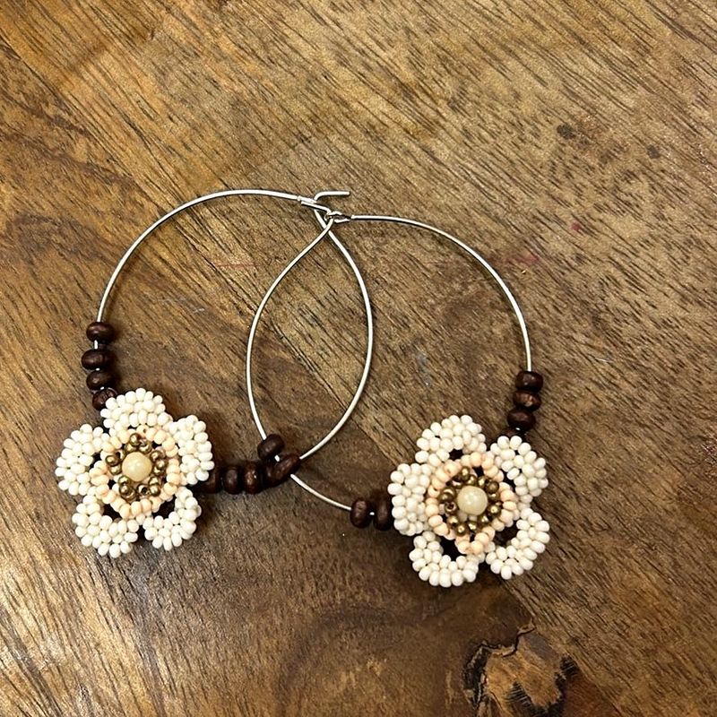 Boho Floral Hoop Earrings