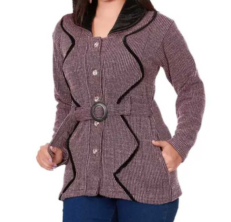Stylish Purple Knit Cardigan