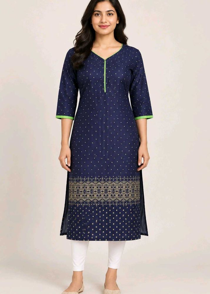 Elegant Navy Blue Printed Kurta