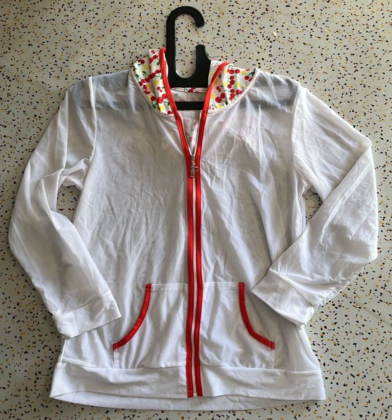 Sheer White Zip-Up Jacket